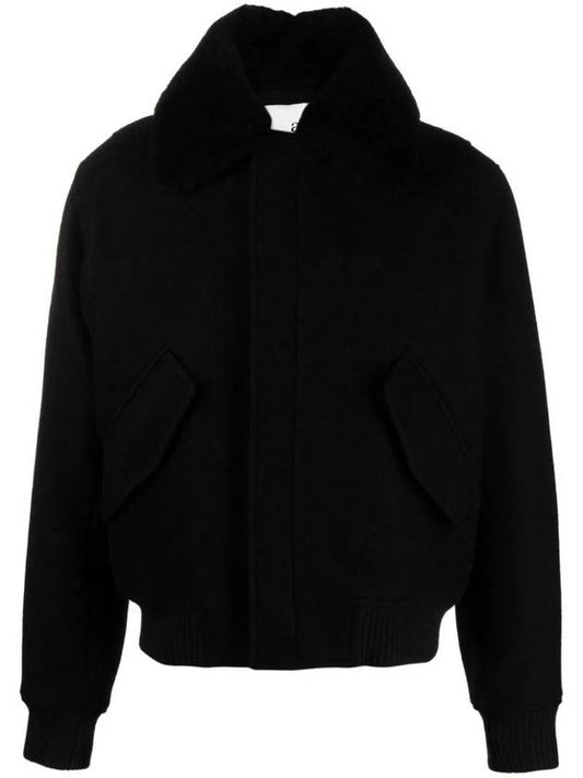 Shearling Collar Jacket Black - AMI - BALAAN 1