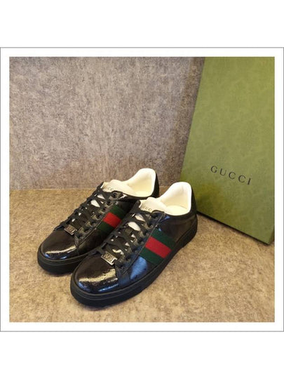 Men's Ace GG Crystal Canvas Low Top Sneakers Black - GUCCI - BALAAN 2