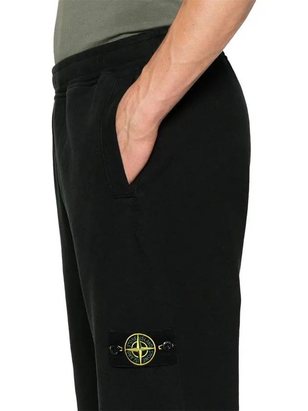 Signature Wappen Patch Cotton Exhaust Pants Black - STONE ISLAND - BALAAN 4