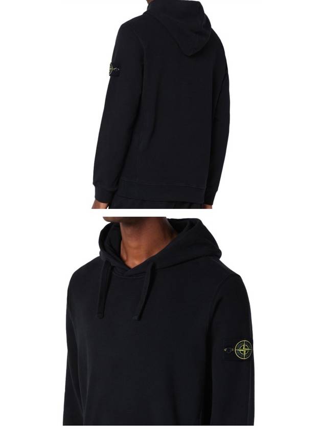 Wappen Patch Brushed Cotton Fleece Hoodie Black - STONE ISLAND - BALAAN 6