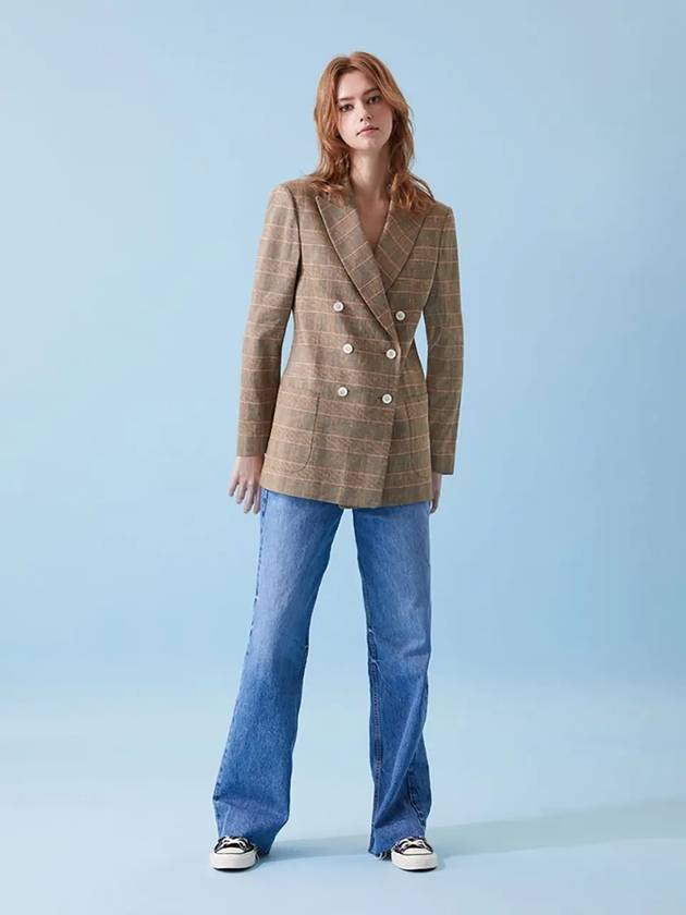 Linen check double jacket brown 024B - VOYONN - BALAAN 6