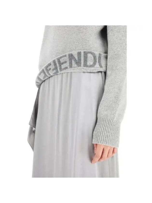 Cashmere And Wool Sweater Grey - FENDI - BALAAN 5