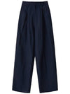 Wide Pin Tuck Linen Slacks Navy - LESEIZIEME - BALAAN 1