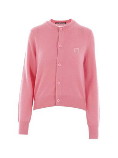 Face Logo Wool Cardigan Tango Pink - ACNE STUDIOS - BALAAN 2