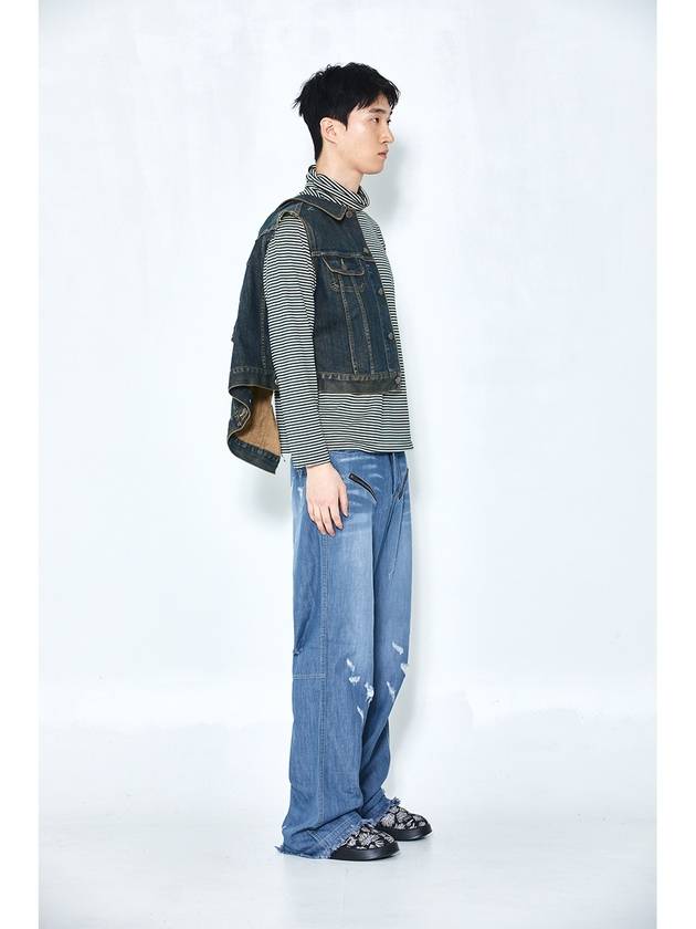 semi flare vintage washing destroyed jeans - BLUE SUNFLOWER - BALAAN 1