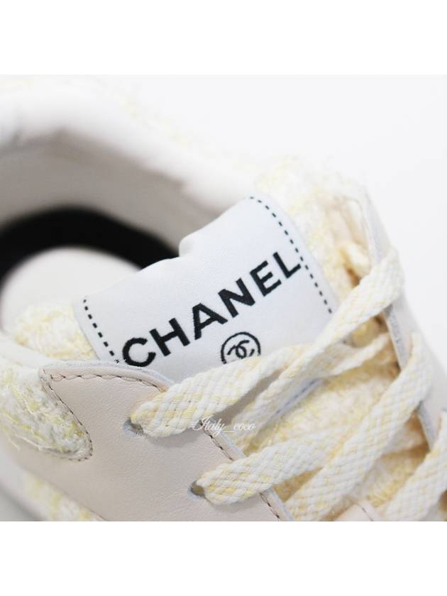 CC Logo Tweed Women's Sneakers Yellow G38299 Y56628 K6022 - CHANEL - BALAAN 8