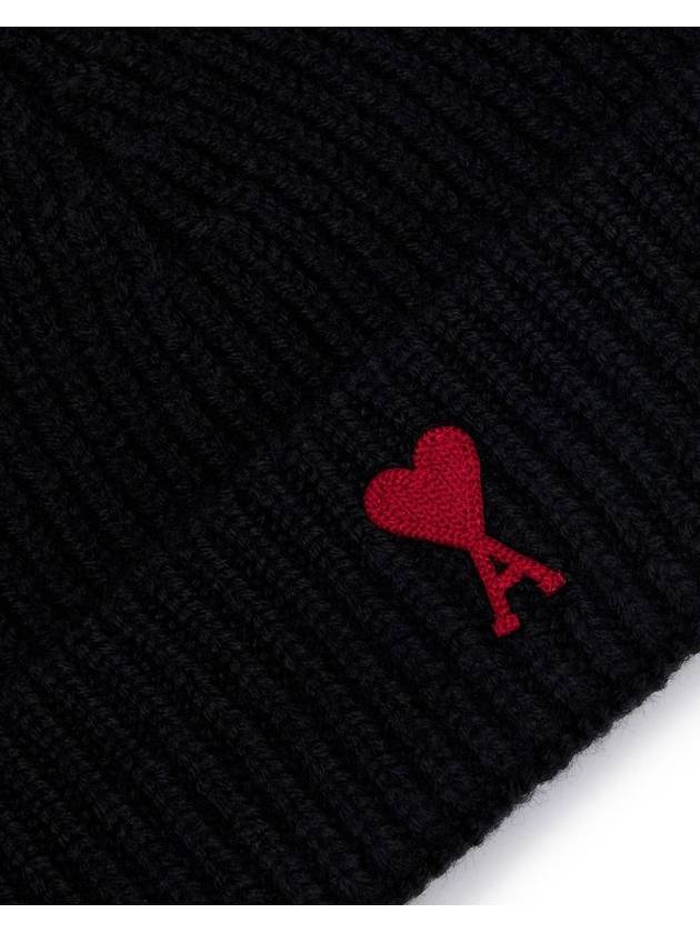 Heart Logo Wool Beanie Black - AMI - BALAAN 4