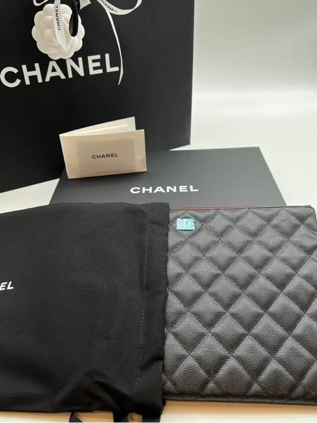 Medium Classic Clutch Bag Caviar Leather & Silver Black - CHANEL - BALAAN 8