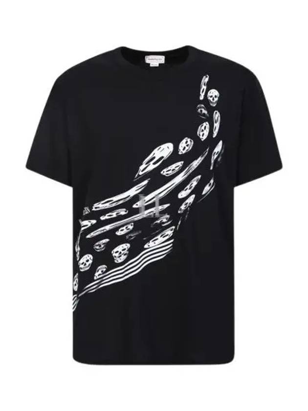 Wave Skull Print Short Sleeve T-Shirt Black - ALEXANDER MCQUEEN - BALAAN 2