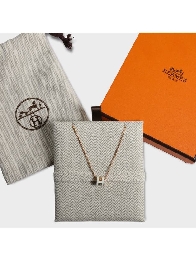 Mini Pop H Pendant Rose Gold & Blanc - HERMES - BALAAN.