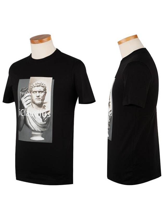 Claudius Print Short Sleeve T-Shirt Black - NEIL BARRETT - BALAAN 2