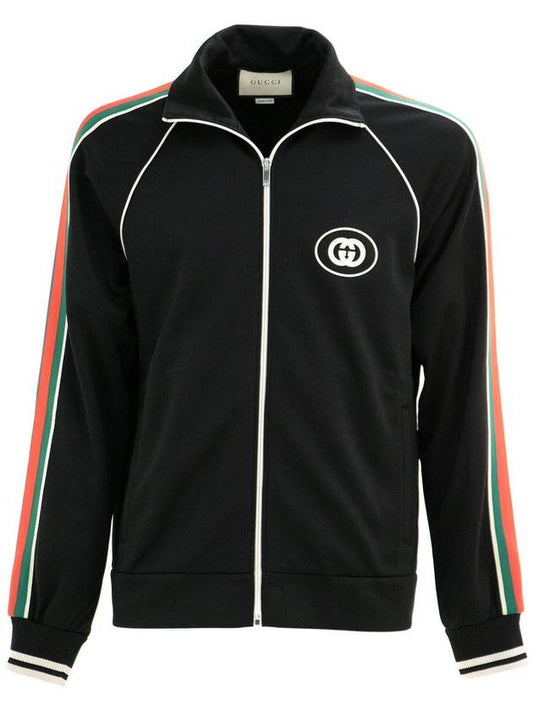 Interlocking G Technical Jersey Zip-up Jacket Black - GUCCI - BALAAN 1