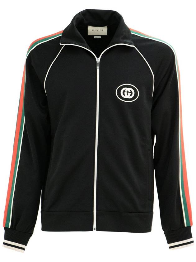 Interlocking G Technical Jersey Zip-up Jacket Black - GUCCI - BALAAN 2