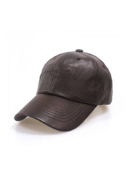 Big Script 2 Leather Ball Cap Burgundy P00000KG - DONTFORGETME - BALAAN 1