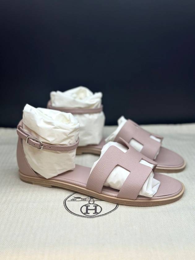 Santorini Sandals Palladium Rose Porcelaine - HERMES - BALAAN 3