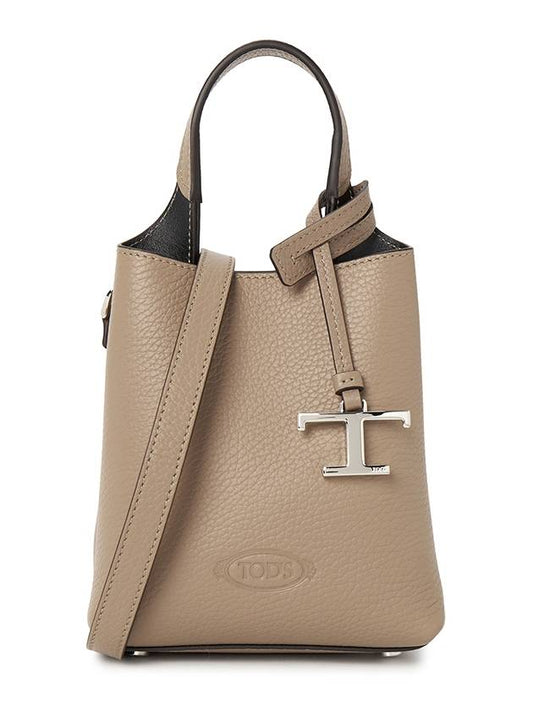 Micro Leather Mini Tote Bag Beige - TOD'S - BALAAN 2