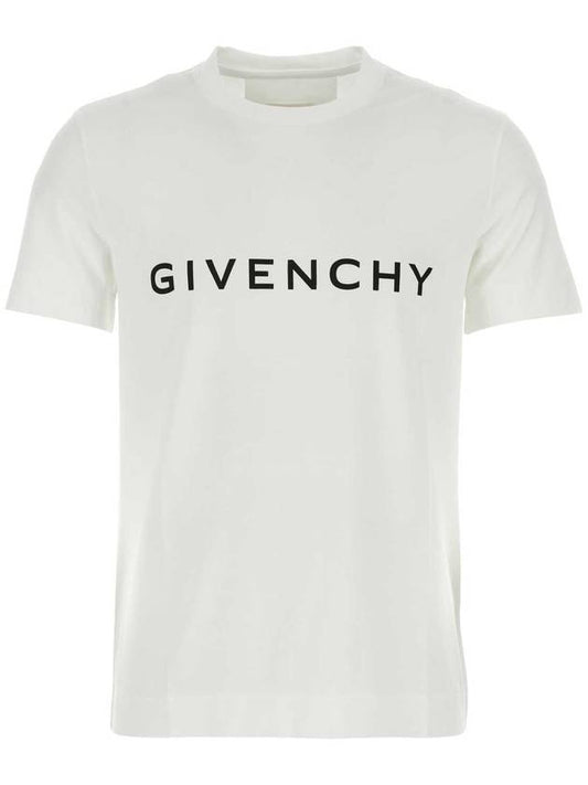 Archetype Logo Print Slim Fit Cotton Short Sleeve T-Shirt White - GIVENCHY - BALAAN 1