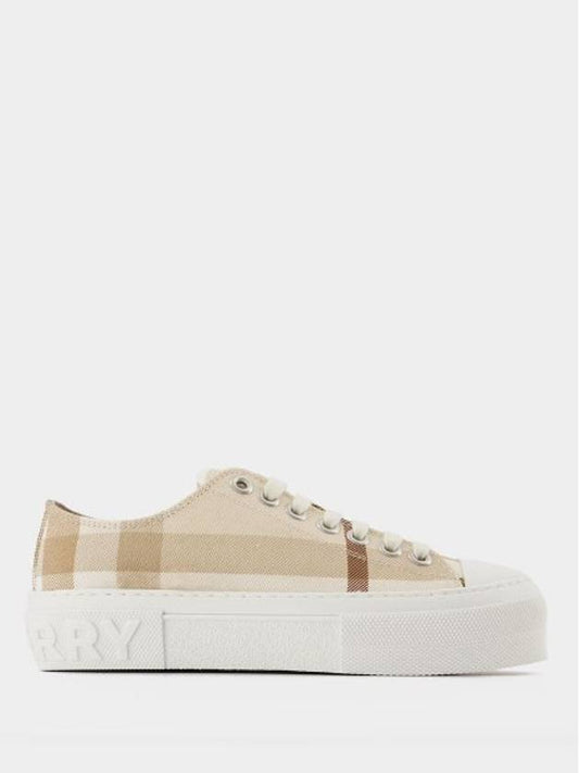 Women's Jack JACK Logo Check Low Top Sneakers Beige - BURBERRY - BALAAN.