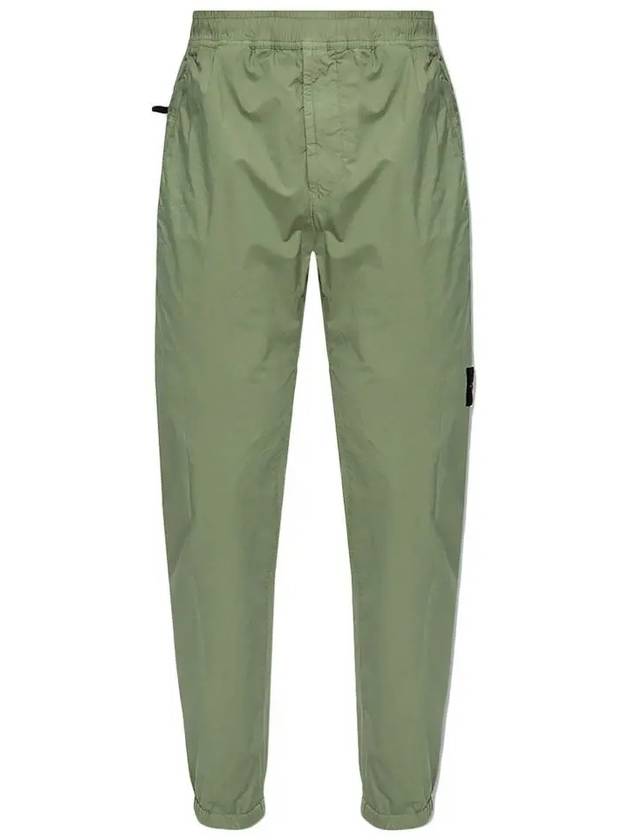 Men's Compass Patch Light Stretch Cotton Canvas Track Pants  Sage Green - STONE ISLAND - BALAAN 2