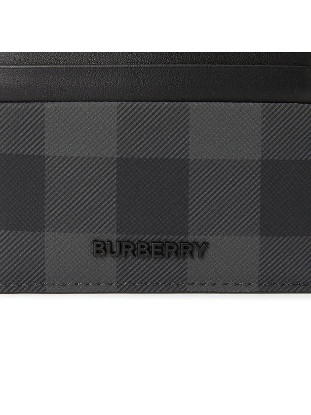 Check Leather Card Case Charcoal - BURBERRY - BALAAN 6