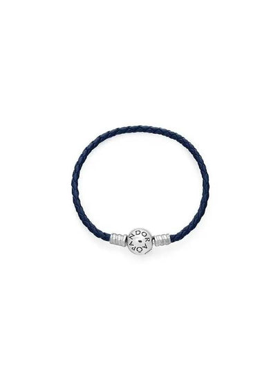 Moments Round Clap Leather Bracelet Blue - PANDORA - BALAAN 2