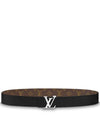 Men's LV Initiales Reversible Monogram Canvas Leather Belt Black Brown - LOUIS VUITTON - BALAAN 4