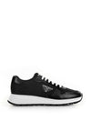 Prax 01 Re-Nylon Brushed Leather Low-Top Sneakers Black - PRADA - BALAAN 2