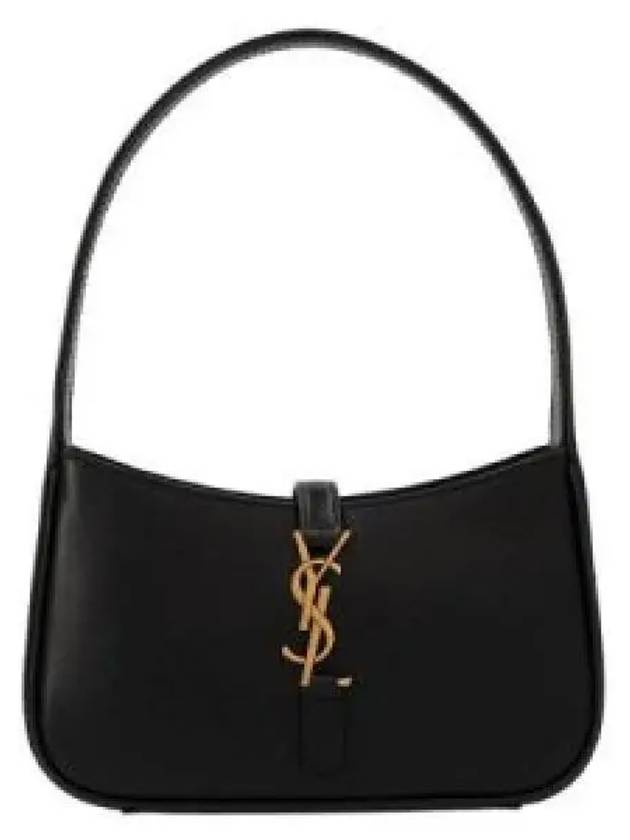 LE 5A 7 Small Smooth Leather Hobo Shoulder Bag Black - SAINT LAURENT - BALAAN 2