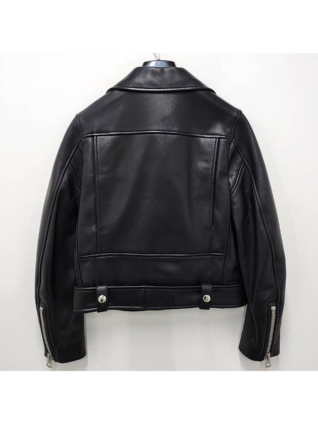 Biker Cropped Leather Jacket Black - ACNE STUDIOS - BALAAN 4