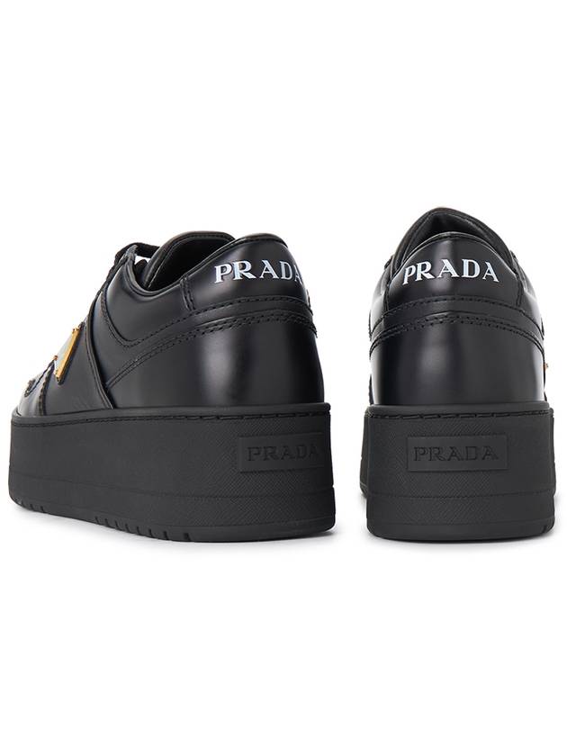 Downtown Bold Leather Low Top Sneakers Black - PRADA - BALAAN 7