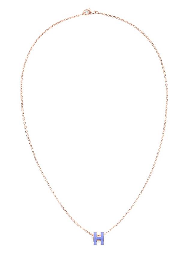 Mini Pop-Ache H Pendant Rose Gold Necklace Lilac - HERMES - BALAAN.