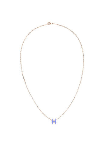 Mini Pop-Ache H Pendant Rose Gold Necklace Lilac - HERMES - BALAAN.