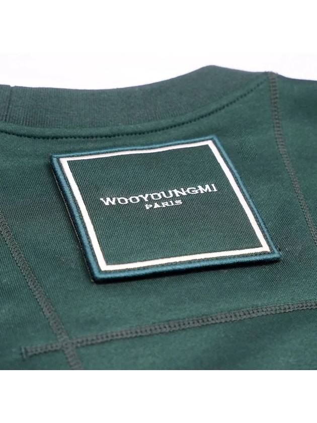 Men's Back Square Label Round Cotton Sweatshirt Sweatshirt Green W233TS21718F - WOOYOUNGMI - BALAAN 6