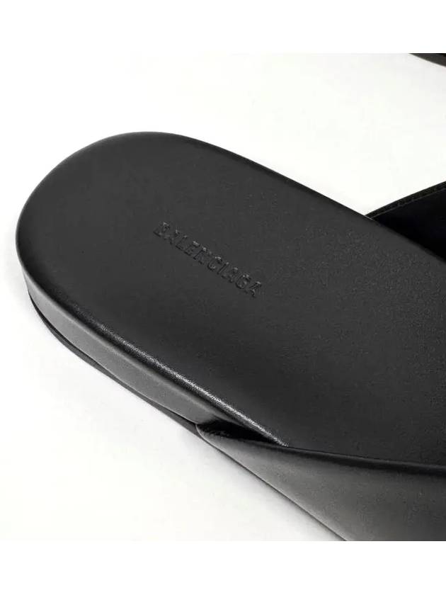 BB Logo Cozy Leather Slippers Black - BALENCIAGA - BALAAN 9