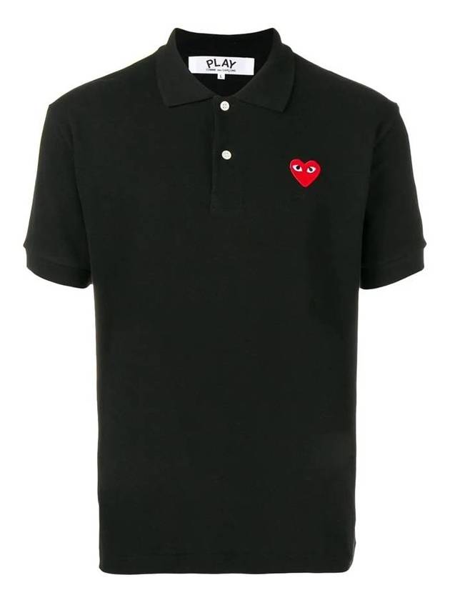 Red Heart Wappen Polo Shirt Black - COMME DES GARCONS - BALAAN 1