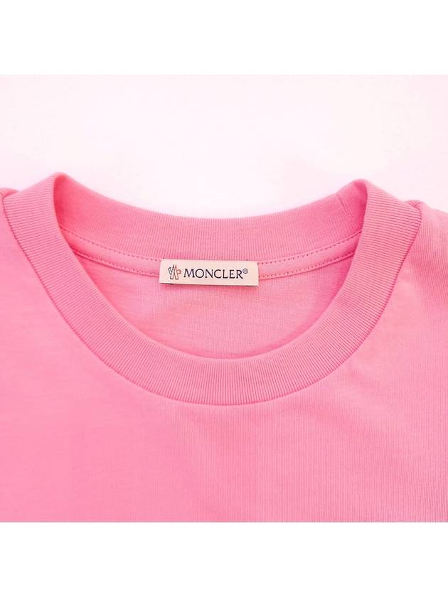 Embroidered Logo Cotton Short Sleeve T-Shirt Candy Pink - MONCLER - BALAAN 5