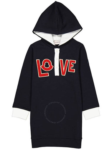 Moncler Girls Navy Logan-Embroidered Hooded Dress, Size 3Y - MONCLER - BALAAN 1