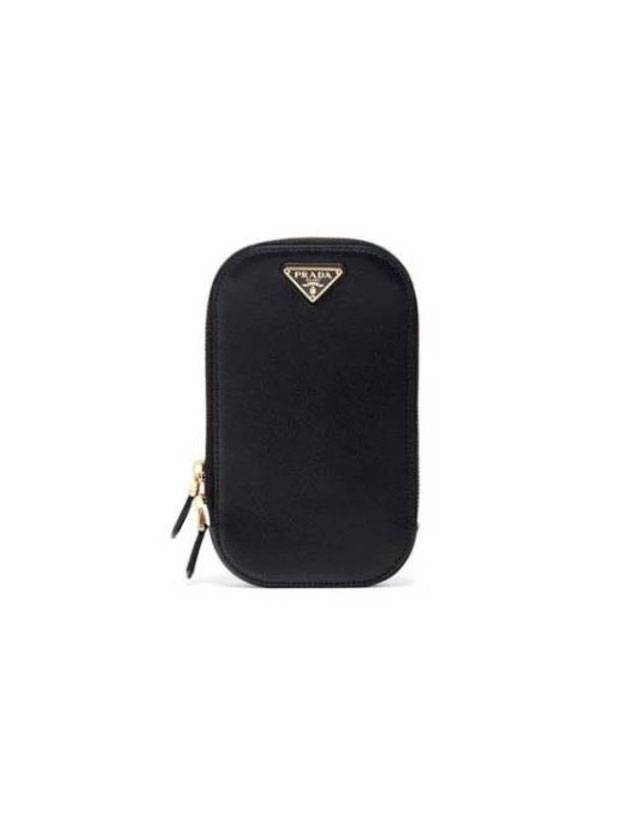 Triangle Logo Saffiano Mini Cross Shoulder Bag Black - PRADA - BALAAN 1