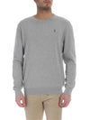 Embroidered Logo Crew Neck Knit Top Grey - POLO RALPH LAUREN - BALAAN 2