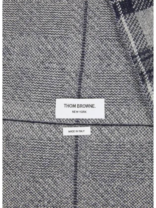 Tartan Check Wool Cashmere Muffler Grey - THOM BROWNE - BALAAN 4