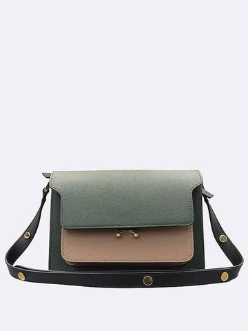 Black khaki color two tone TRUNK medium M size gold logo shoulder bag - MARNI - BALAAN 1