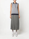 Gingham Silk Jacquard 4 Bar Polo Sleeveless Cardigan Navy - THOM BROWNE - BALAAN 7