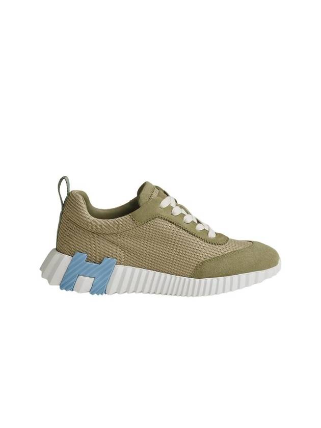 Bouncing Mesh Suede Goatskin Low Top Sneakers Vert Celadon - HERMES - BALAAN 1