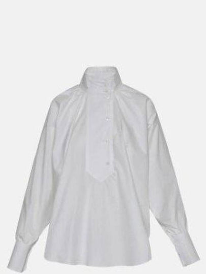 High Neck Long Sleeve Cotton Blouse White - PATOU - BALAAN 2