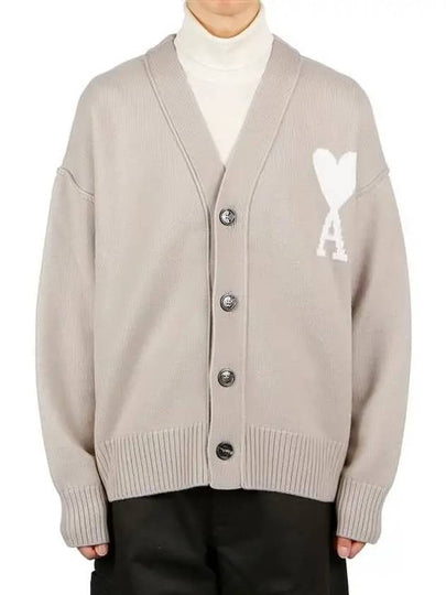 De Coeur Logo Wool Cardigan Light Beige - AMI - BALAAN 2