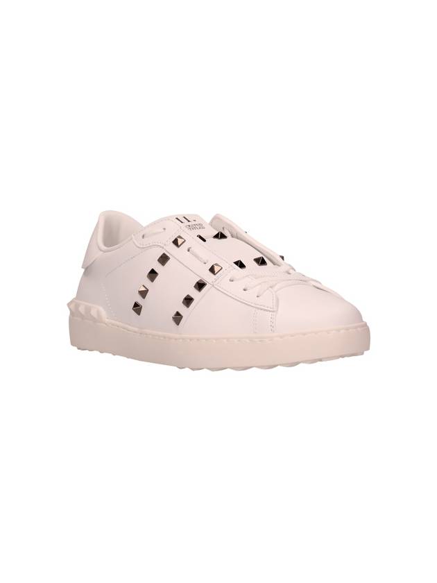 Rockstud Untitled Calfskin Low Top Sneakers White - VALENTINO - BALAAN 3