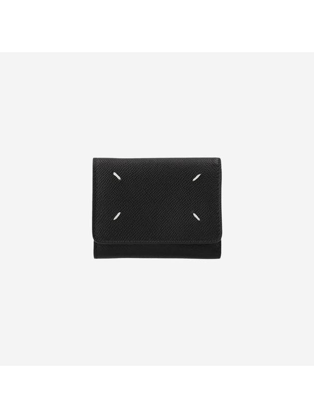 Stitch Leather Tri-Fold Half Wallet Black - MAISON MARGIELA - BALAAN 2