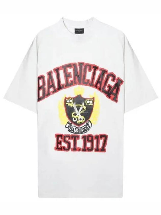 College Logo Print Medium Fit Short Sleeve T-Shirt White - BALENCIAGA - BALAAN 2