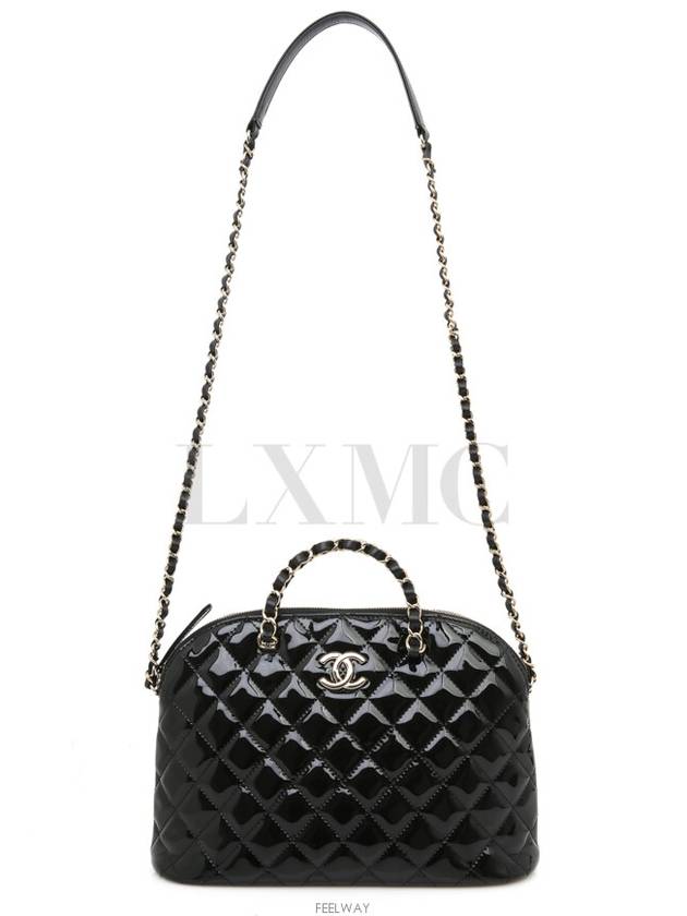 Small Shopping Bag Patent Gold Metal Black Chain Cross AS3969 - CHANEL - BALAAN 5