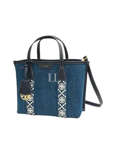 Perry Triple Compartment Small Tote Bag Denim Blue - TORY BURCH - BALAAN 2